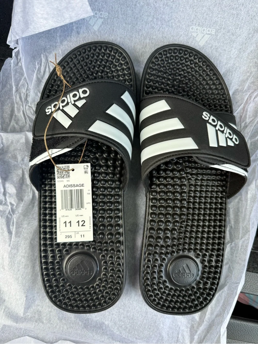 adidas Black & White Adissage Men's Slide Sandals